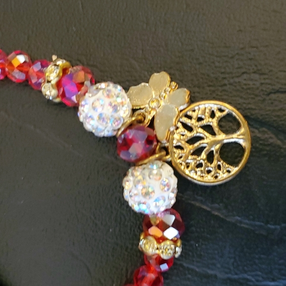 Set of Three Elastic Bracelets in Red, Black and Blue - Picture 3 of 8